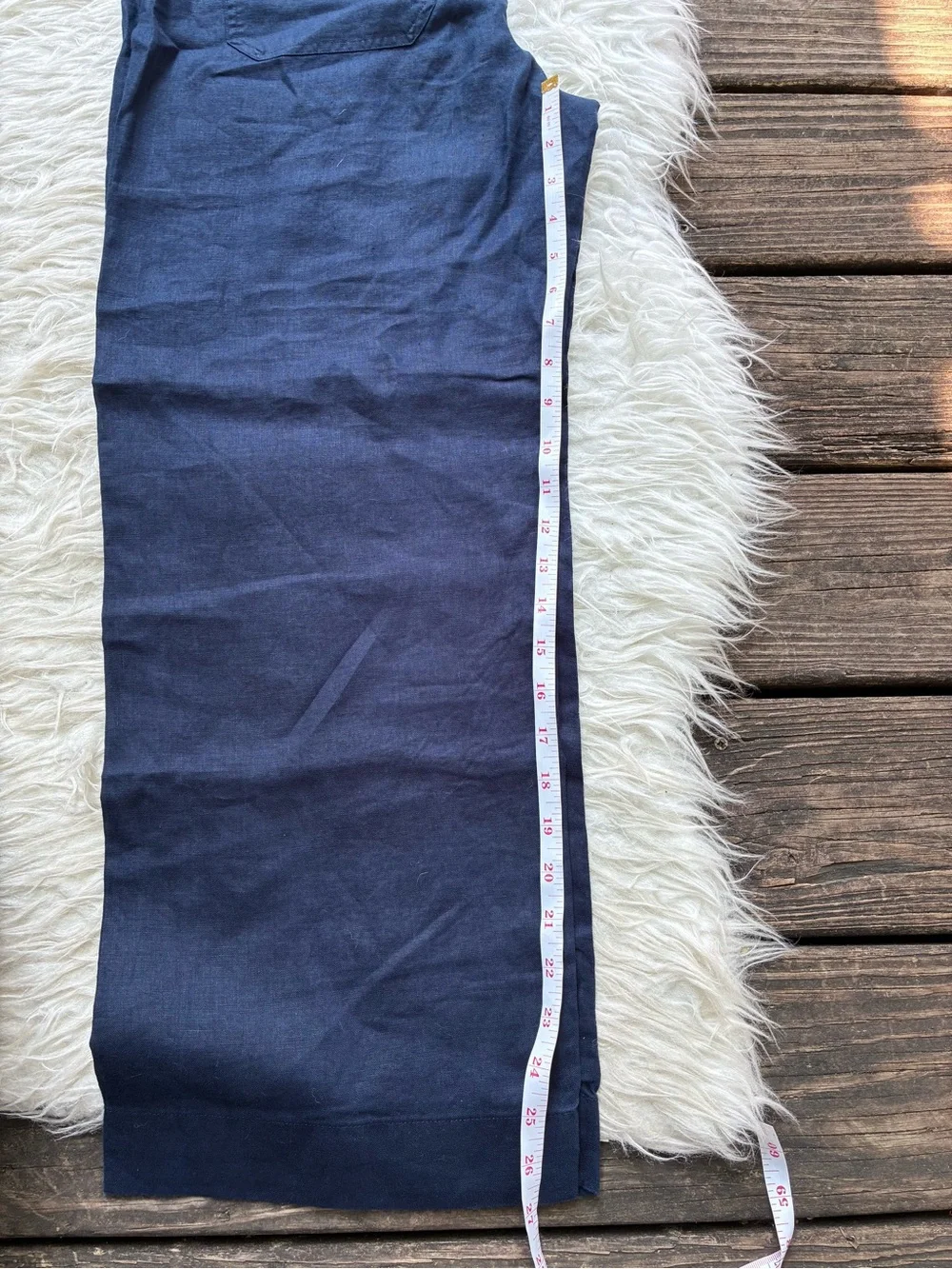 NWT Quince 💯 European linen Navy Wide-Leg Linen-Blend Chinos